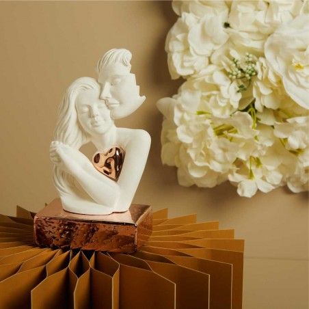 Bomboniere Matrimonio Coppia Innamorati con cuore su base oro rosa 26264