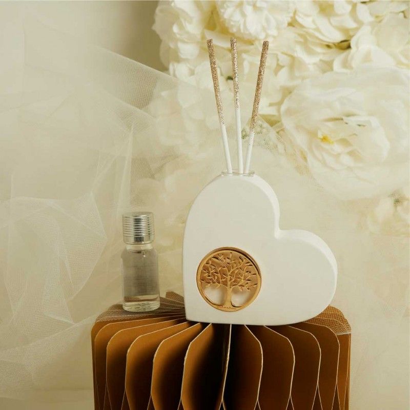 Bomboniere Matrimonio Profumatore Cuore con Albero della vita oro