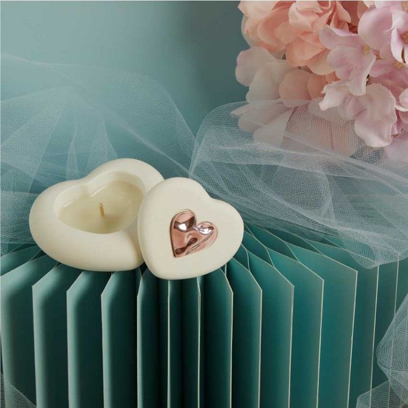 Candela Bomboniera con Cuore Rosa