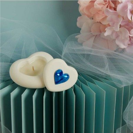 Candela Bomboniera con Cuore Azzurro