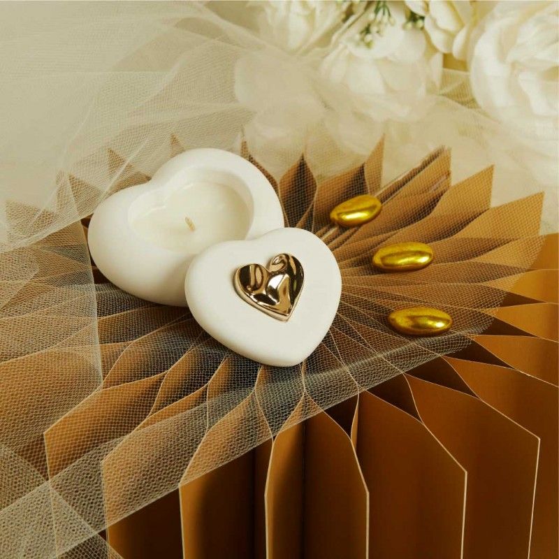 Candela Bomboniera con Cuore Oro