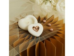 Candela Bomboniera con Cuore Oro Rosa