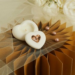 Candela Bomboniera con Cuore Oro Rosa