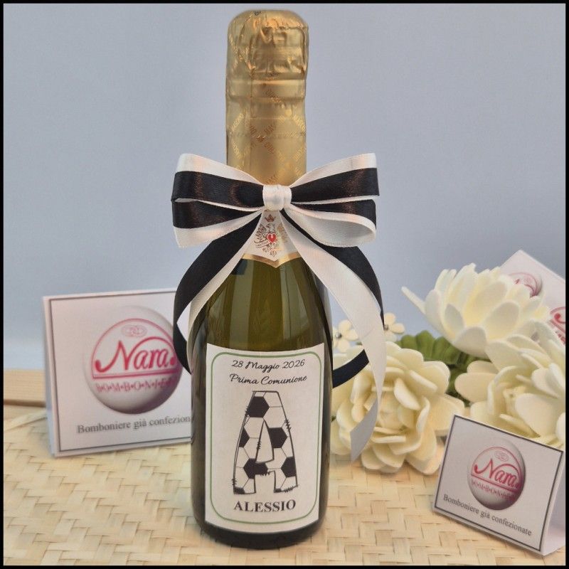 Mini Bottiglie di prosecco con etichetta Alfabeto da Calcio