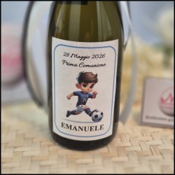 Bottiglie di prosecco con etichetta a tema Calciatore