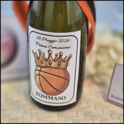 Mini Bottiglie di prosecco con etichetta con Palla da Basket