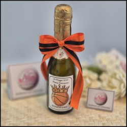 Mini Bottiglie di prosecco con etichetta con Palla da Basket
