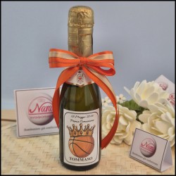 Mini Bottiglie di prosecco con etichetta con Palla da Basket