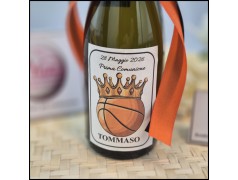 Mini Bottiglie di prosecco con etichetta con Palla da Basket