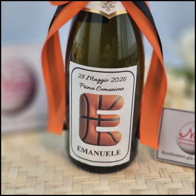 Mini Prosecco Maschio Tema Basket con iniziali a tema