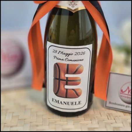 Mini Prosecco Maschio Tema Basket con iniziali a tema