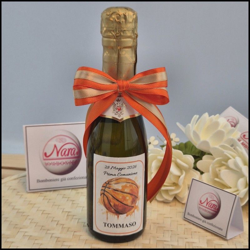 Mini Bottiglie di prosecco con Personalizzate con Palla da Basket