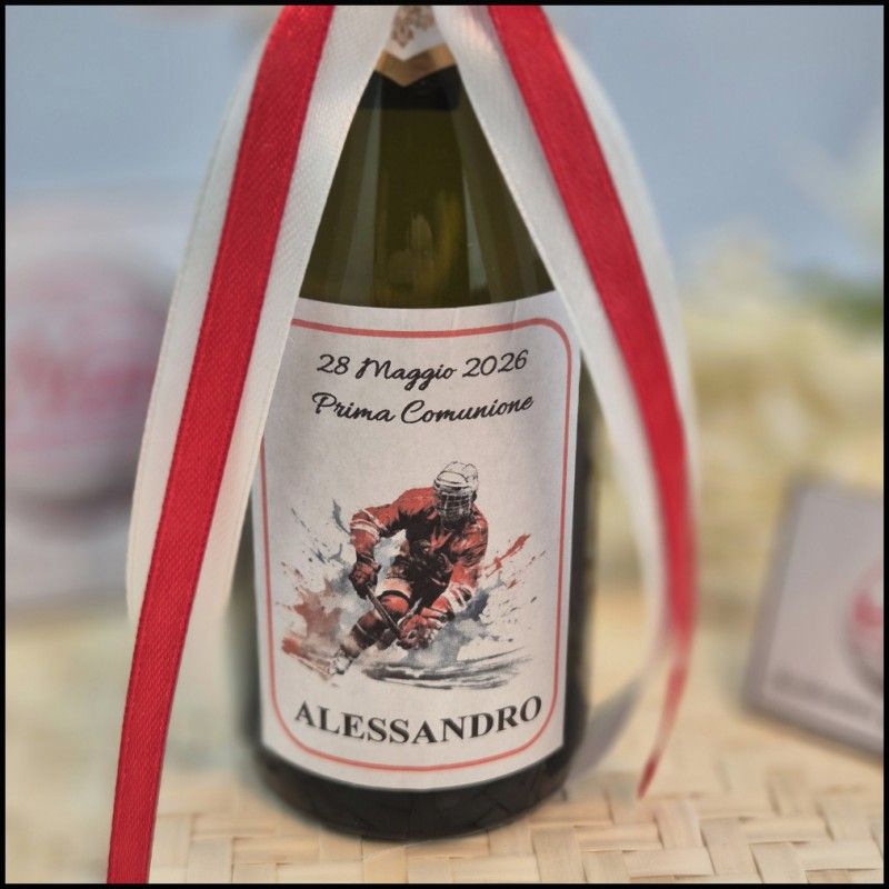 Bottiglie di prosecco a tema Hockey
