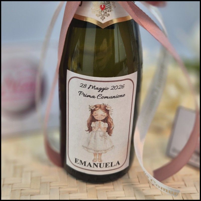 Mini Bomboniere Prosecco Con bambina che fa la comunione