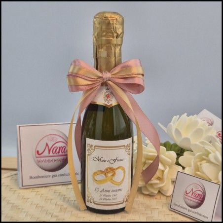Mini Bottiglie di Prosecco Bomboniere per Nozze oro