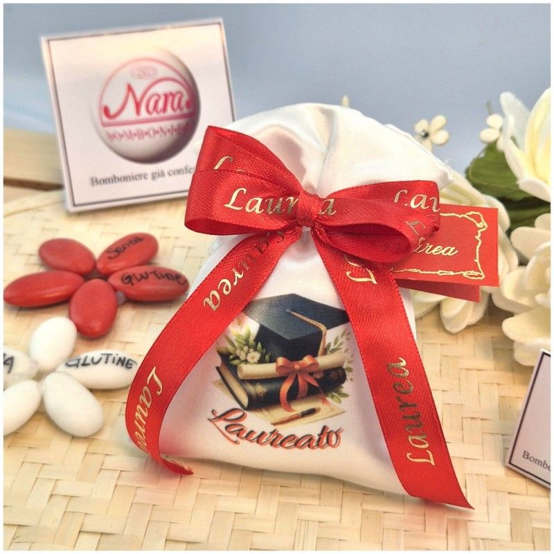 Sacchettino Portaconfetti Con simbolo della Laurea