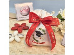 Sacchettino bomboniera con corona d'alloro e cappello