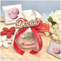 Bomboniera Laurea giurisprudenza sacchettino con Bilancia