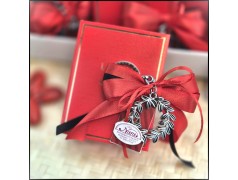 Portachiavi corona alloro da Laurea su scatolina