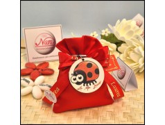 Bomboniera laurea Sacchettino portachiavi Coccinella