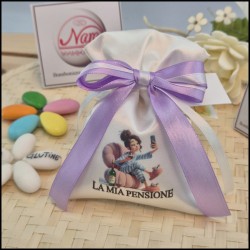 Bomboniera pensione Commessa Sacchettino personalizzato