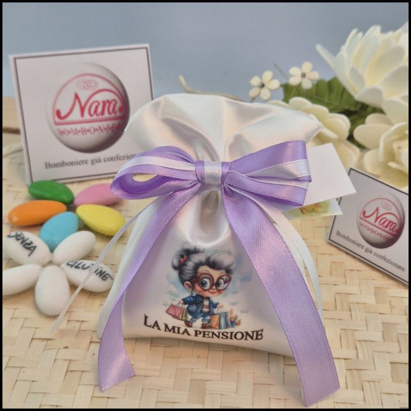 Bomboniera pensione Postina Sacchettino con Nome personalizzato
