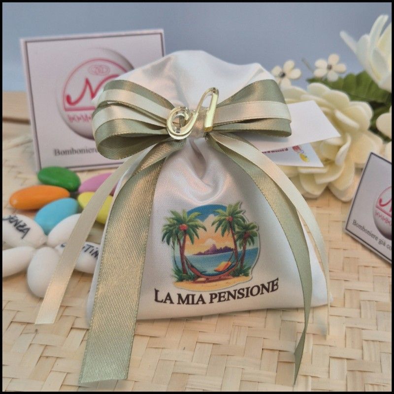 Bomboniera Pensione Idraulico Sacchettino Spiaggia e palme