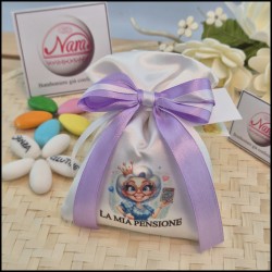 Bomboniera Pensione Impiegata sacchettino personalizzato