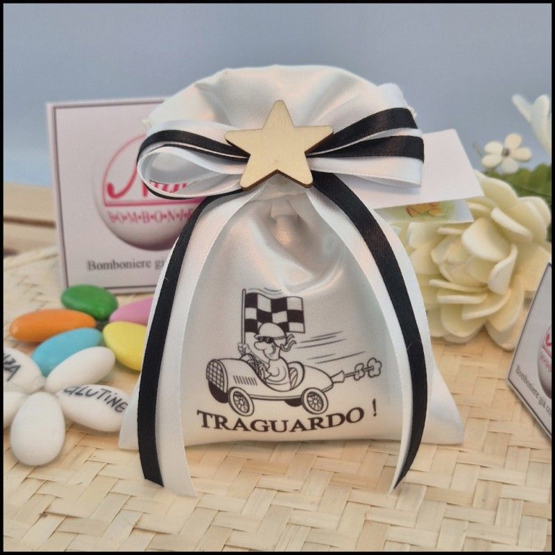 Sacchettino per pensione con bandiera a Scacchi