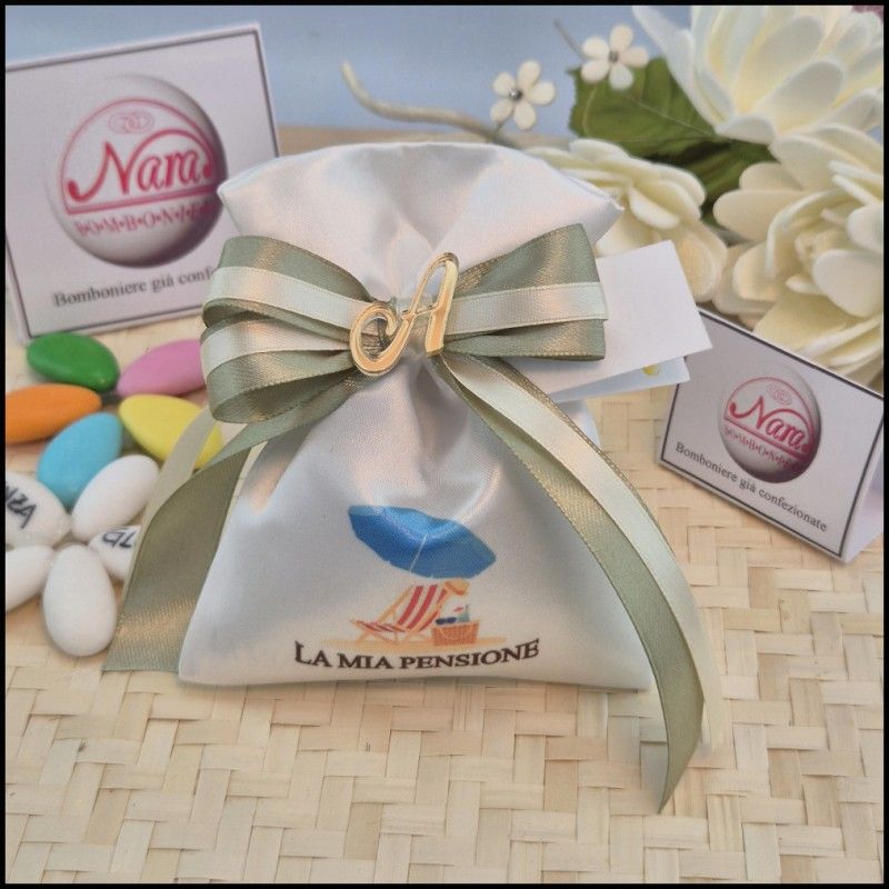 Bomboniera Pensione Relax Sacchettino con iniziale