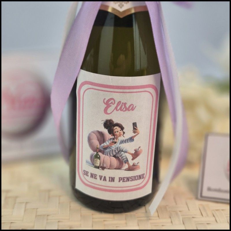 Bomboniera Pensione Commessa Prosecco personalizzato