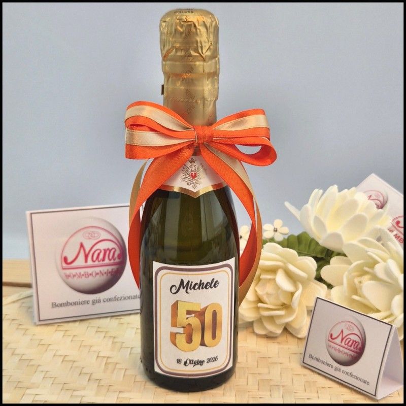 Mini Bottiglie di prosecco personalizzate per 50 Compleanno