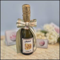 Mini Bottiglie di prosecco personalizzate per 50 Compleanno