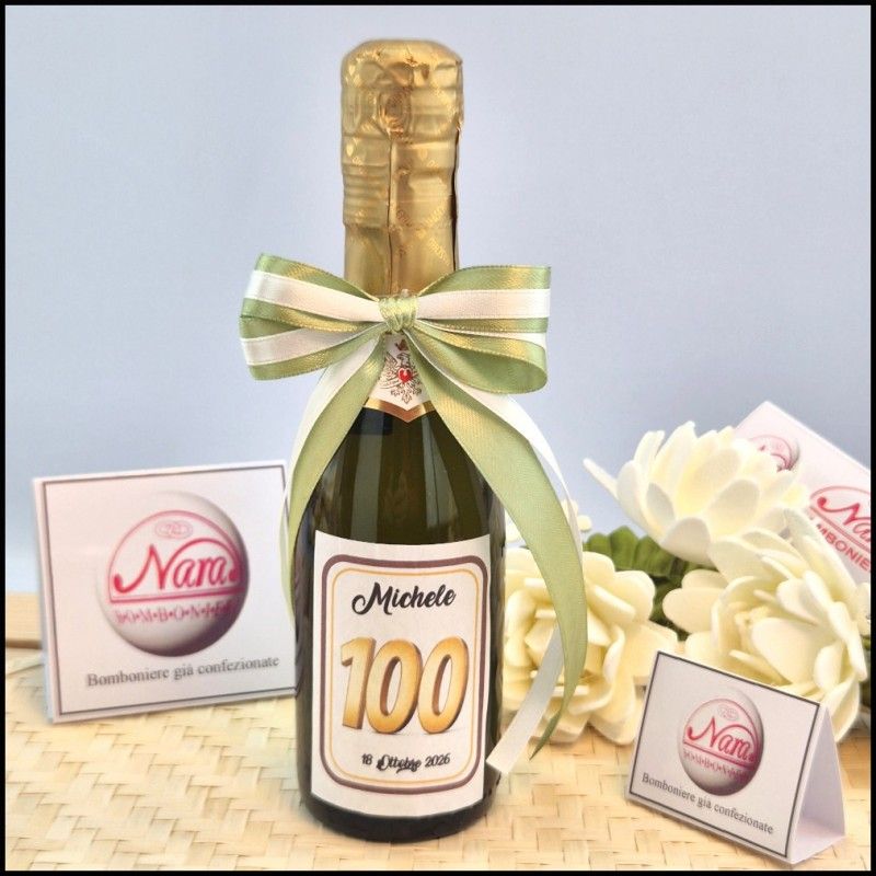 Mini Bottiglie di prosecco personalizzate per 100 Compleanno