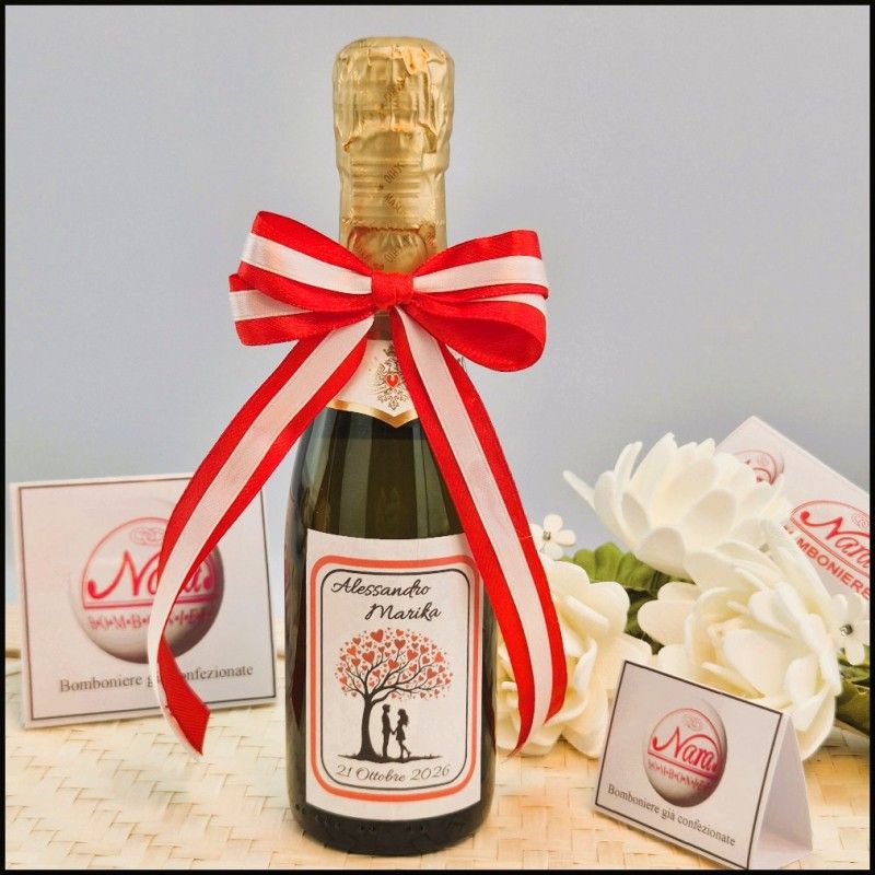 Bomboniera Matrimonio mini Prosecco con Albero della vita