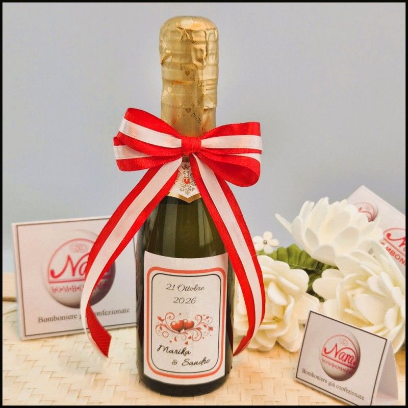 Bomboniere mini Prosecco con Cuori rossi