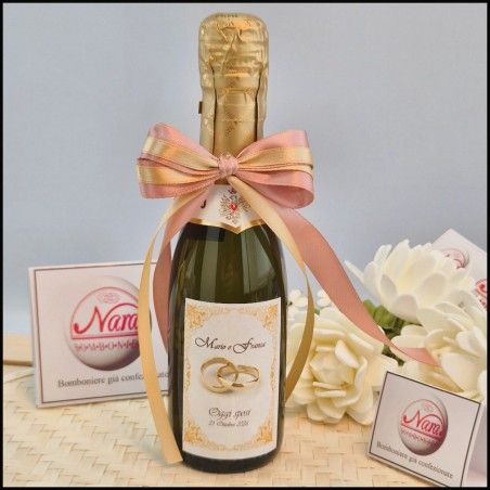 Bomboniere mini Prosecco per Matrimonio con fedi incrociate