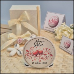 Profumatore Personalizzato per matrimonio con due cuori rossi