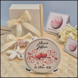 Profumatore Personalizzato per matrimonio con due cuori rossi