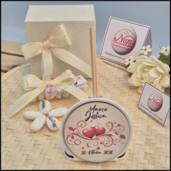 Profumatore Personalizzato per matrimonio con due cuori rossi