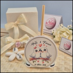 Profumatore Personalizzato per matrimonio con due uccellini innamorati