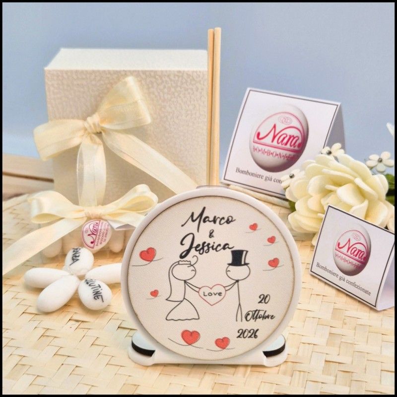 Profumatore Personalizzato per matrimonio con sposini stilizzati