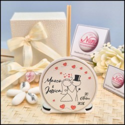 Bomboniera Matrimonio Profumatore personalizzato Con sposini Stilizzati