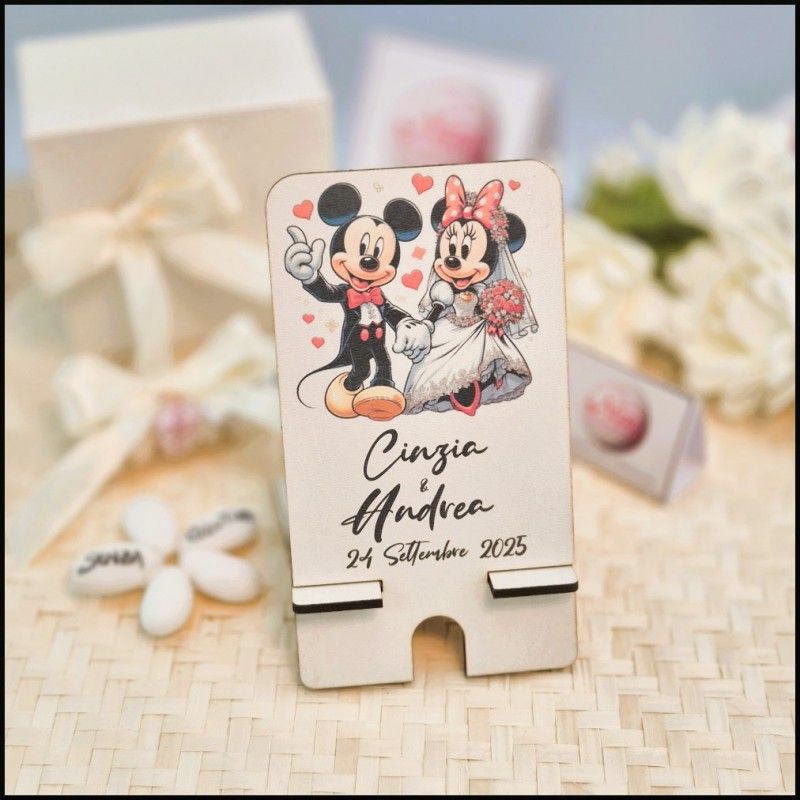 Bomboniera Matrimonio Porta cellulare Personalizzato  a tema Minnie e Topolino