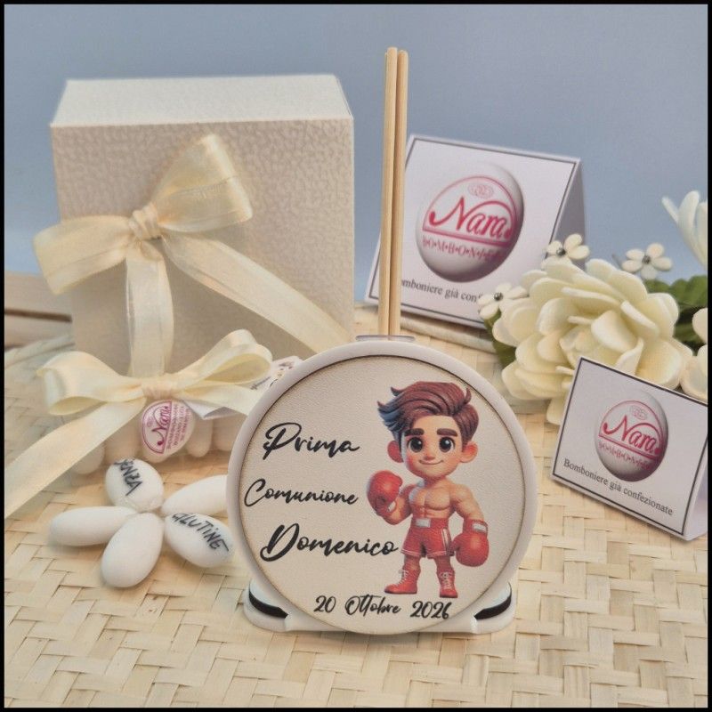 Bomboniera Comunione a tema Boxe profumatore personalizzato