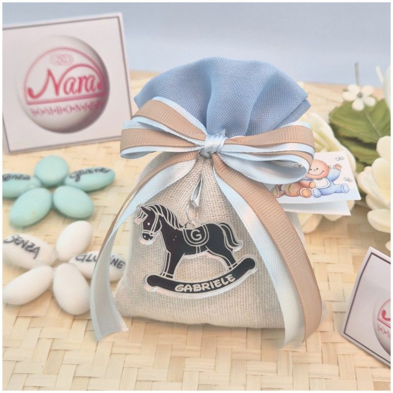 Bomboniere x Nascita Maschio cavallino a dondolo Personalizzato
