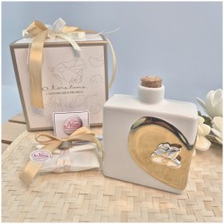 Bomboniera Nozze oro Oliere Con Cuore e placchetta