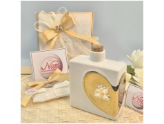 Bomboniera Nozze oro Oliere Con Cuore e placchetta