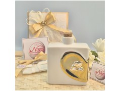 Bomboniera Nozze oro Oliere Con Cuore e placchetta