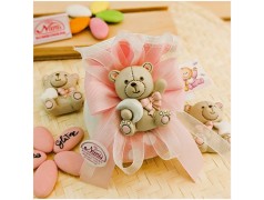 Bomboniera Battesimo bimba Calamita Orsetto rosa
